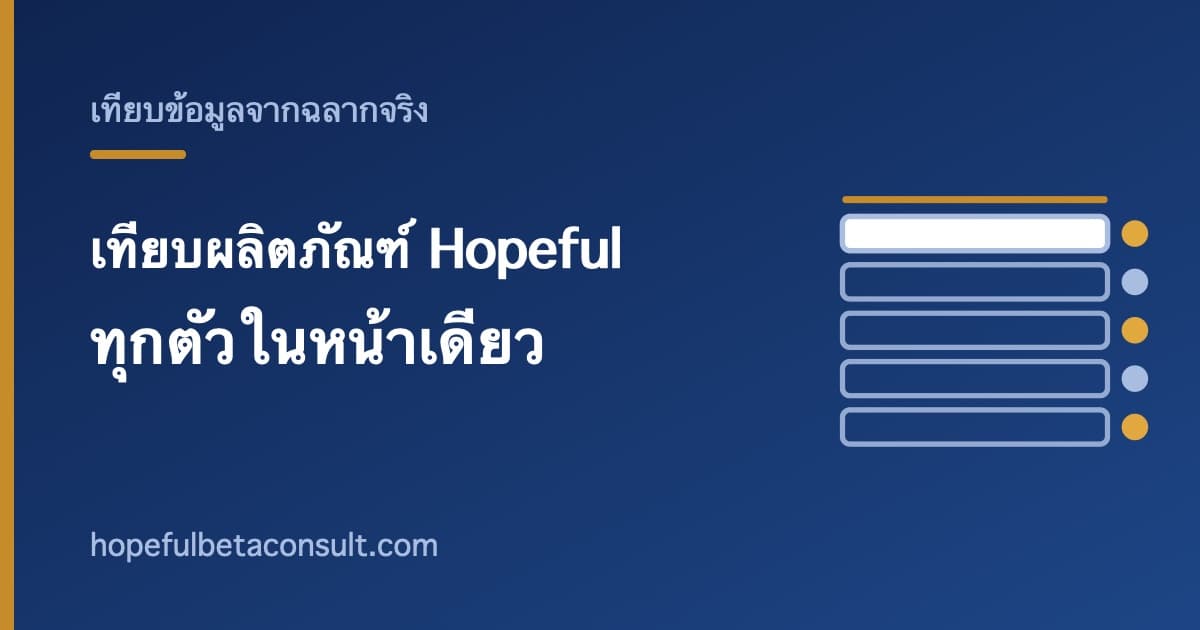 ภาพประกอบบทความ เทียบผลิตภัณฑ์ Hopeful ทุกตัวในหน้าเดียว ราคา ขนาดบรรจุ และเลข อย.