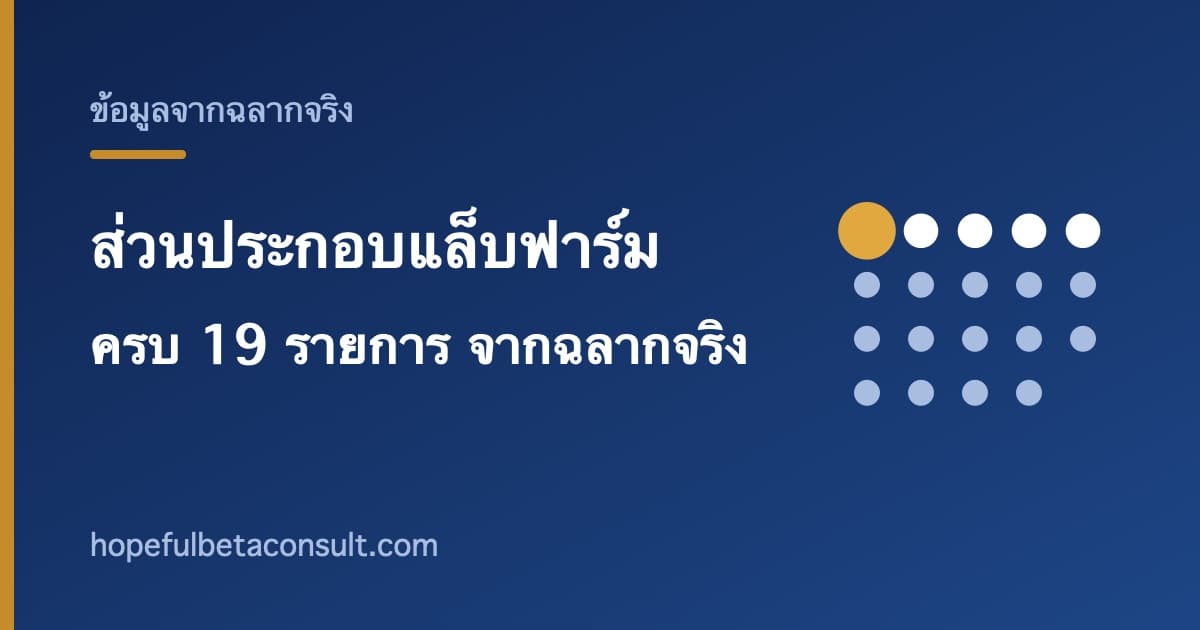 ภาพประกอบบทความ ส่วนประกอบแล็บฟาร์ม (Lab Farm) ครบทั้ง 19 รายการ พร้อมปริมาณจากฉลากจริง