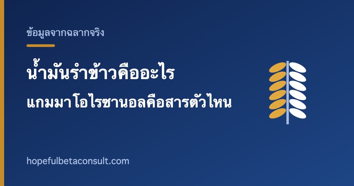 ภาพประกอบบทความ น้ำมันรำข้าวคืออะไร แกมมาโอไรซานอลที่ได้ยินบ่อยคือสารตัวไหน